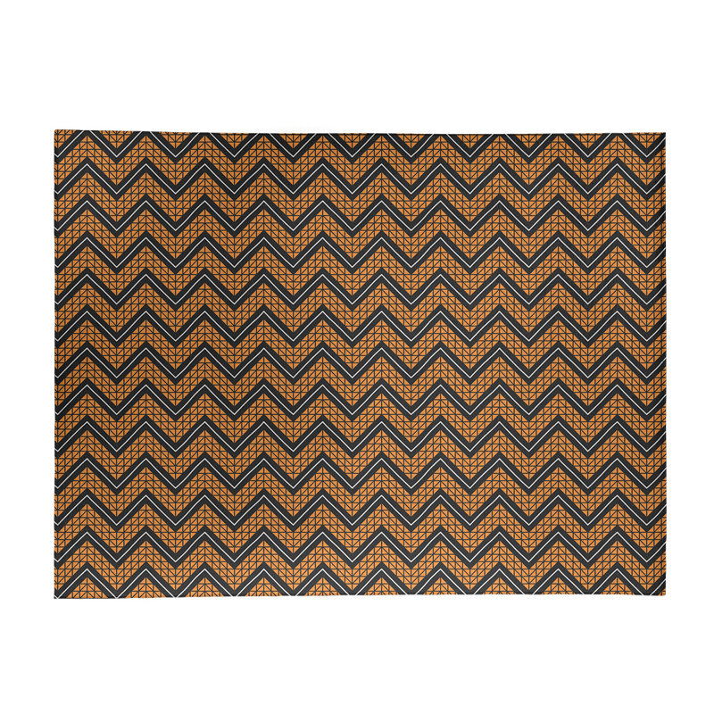 Tapis de zone orange/noir à chevrons à main, Rectangle 5 pi x 7 pi