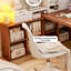 Bureau en bois massif avec grille et bureau intégré en forme de L avec cloison-723354068-723354069
