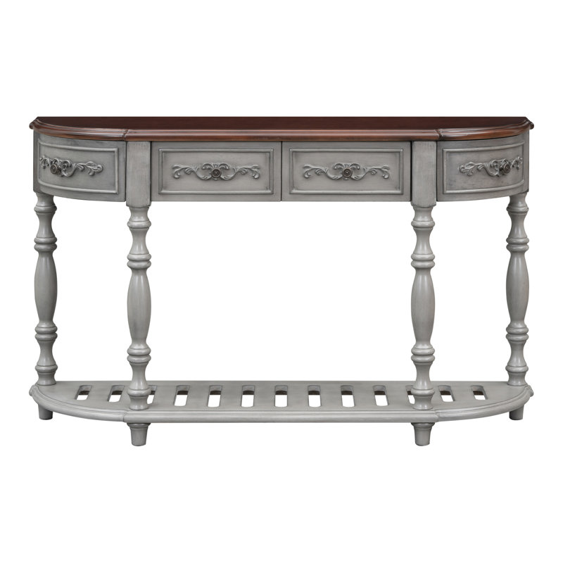 52" Modern And Contemporary Curved Console Table Sofa Table Entryway Table For Hallway Living Room With 4 Drawers And 1 Shelf