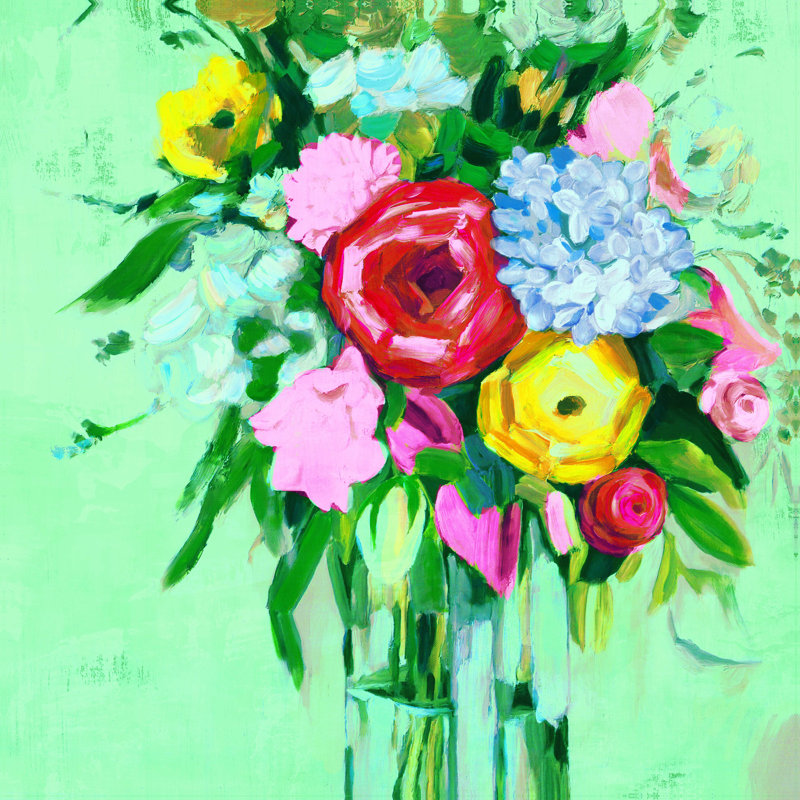 " Bright Painted Flowers ", 30" H x 30" W