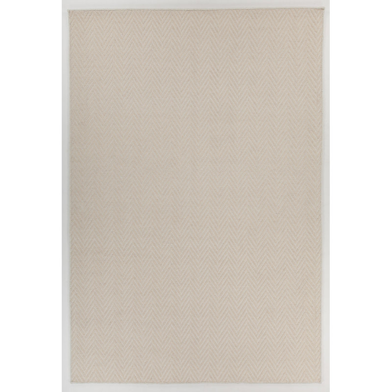 Tapis zone beige à chevrons fait main dhurrie Schram, Rectangle 7 pi 9 po x 10 pi 6 po