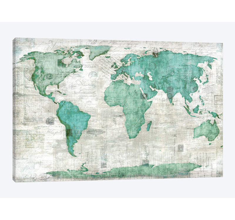 « world », impression sur toile, H 18 po x l 26 po x P 1,5 po, Toile tendue, Pas de tapis