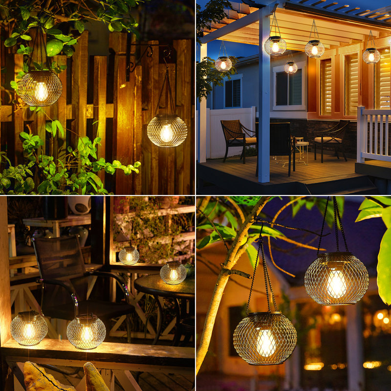 15'' Solar Powered Integrated LED Outdoor Lantern, Black