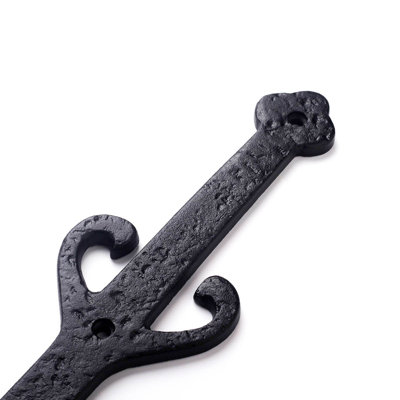 12-Inch Wrought Iron Dummy Strap Hinge – Poseidon Trident Decorative Design, Rust-Resistant Black Finish 