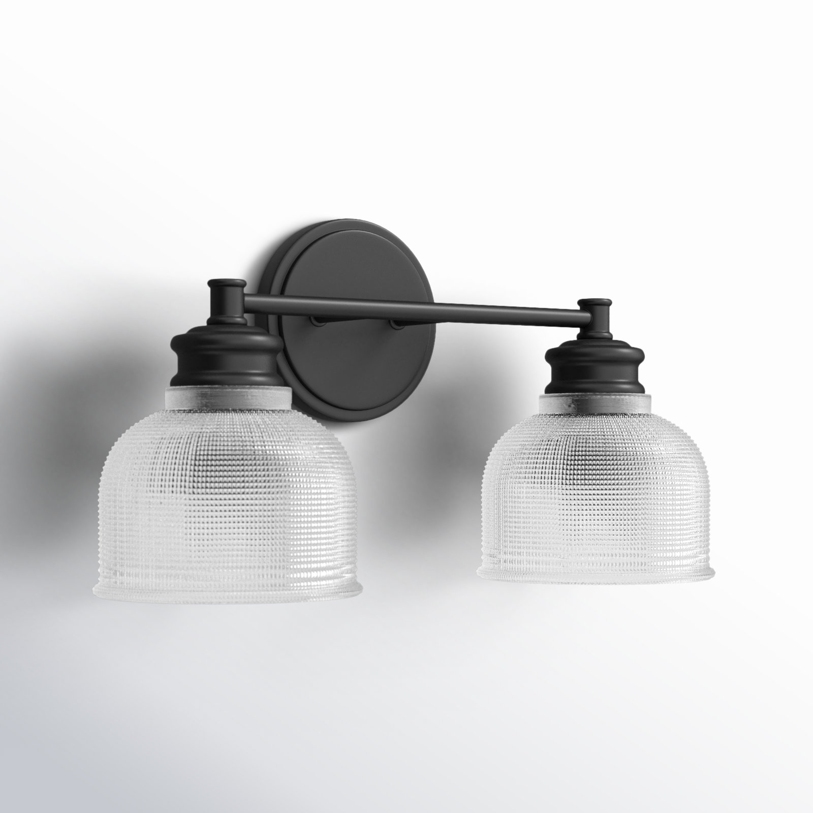 Besima 2 Light Ribbed Dimmable Vanity Light, Matte Black