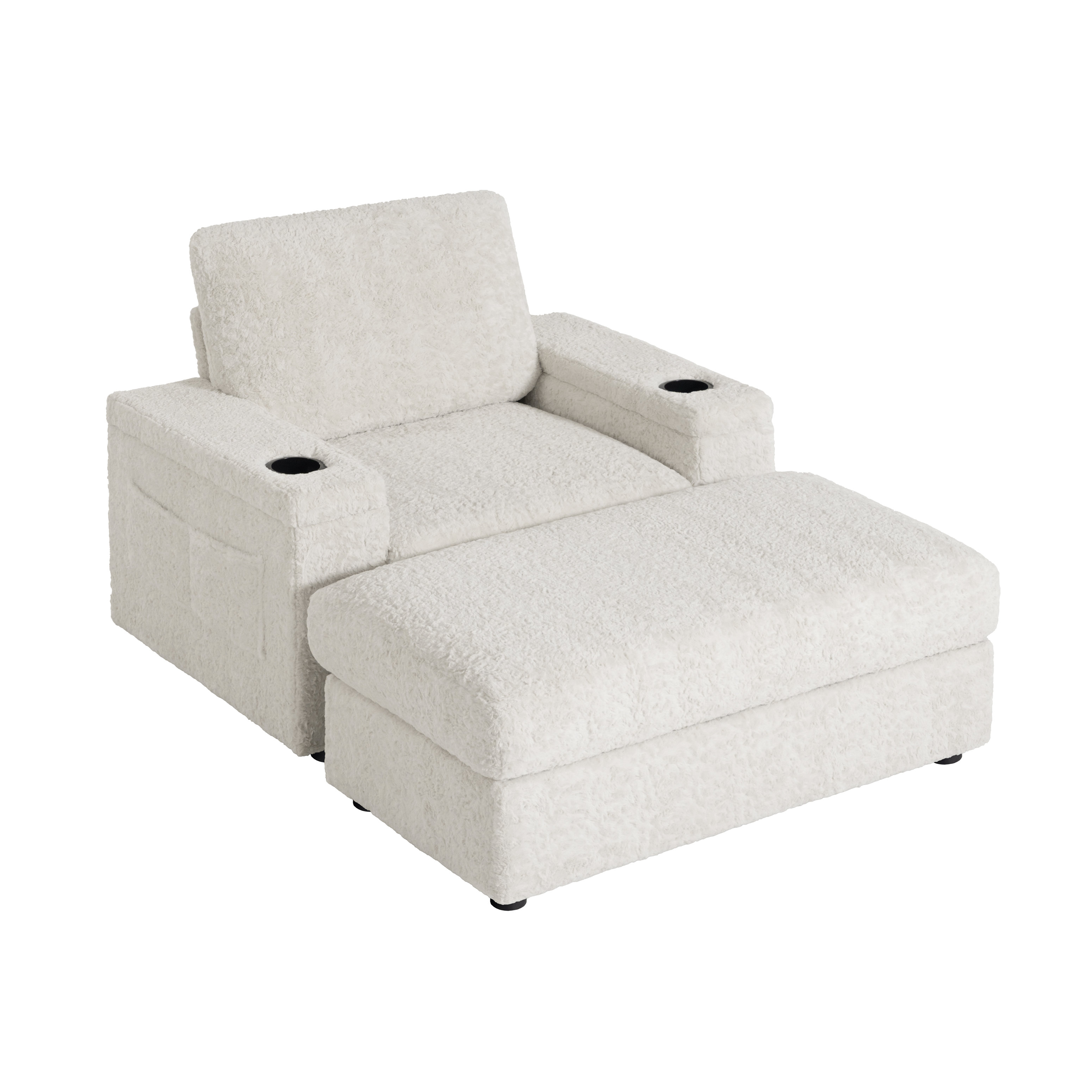 Latitude Run® 42'' Faux Rabbit Fur Chaise Lounge, Convertible Sofa Bed ...