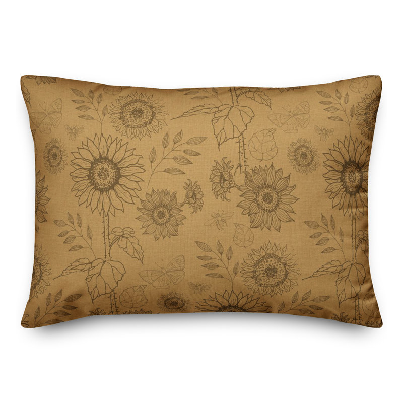 Floral Reversible Throw Pillow, Yellow