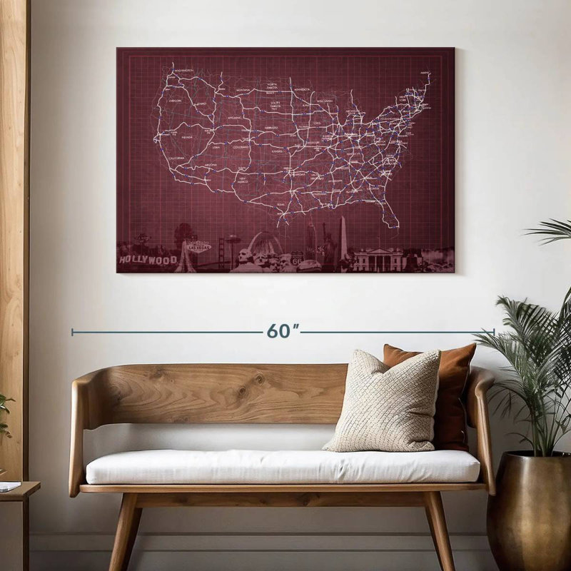 Carte des Aloon Maroon Highway, États-Unis, H 32 po x l 48 po