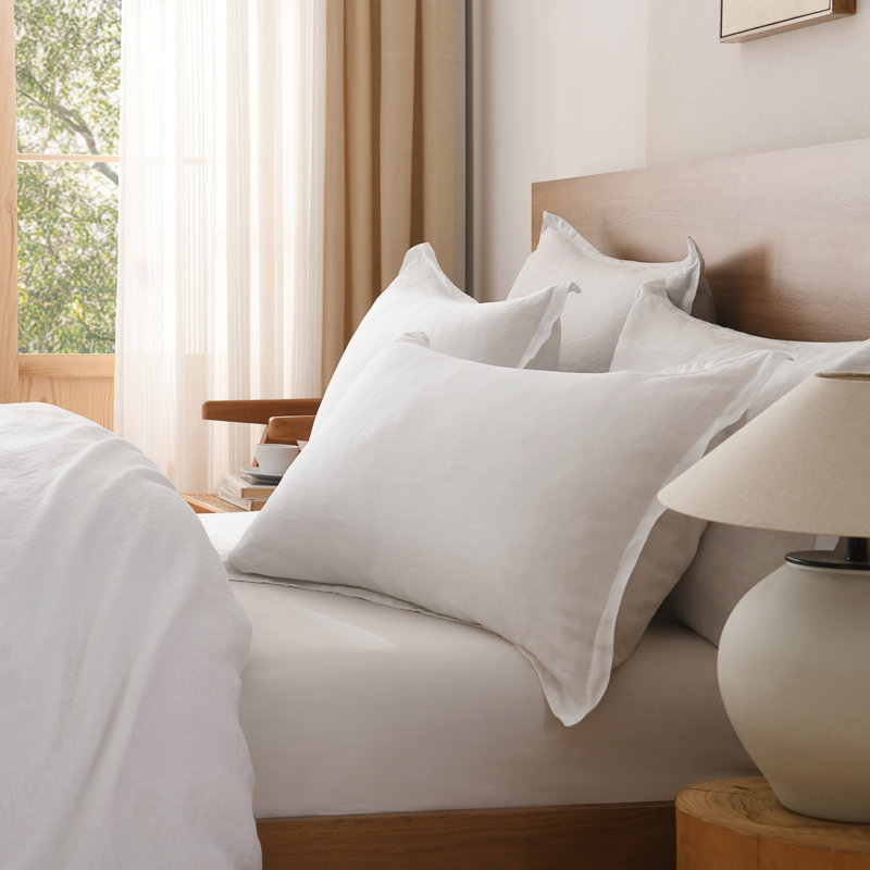 Ensemble de housse de couette en lin, Blanc, Housse de couette très grand et 2 très grandes t