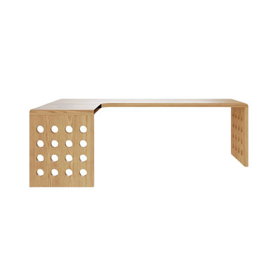 Bureau en bois massif en L Burlywood