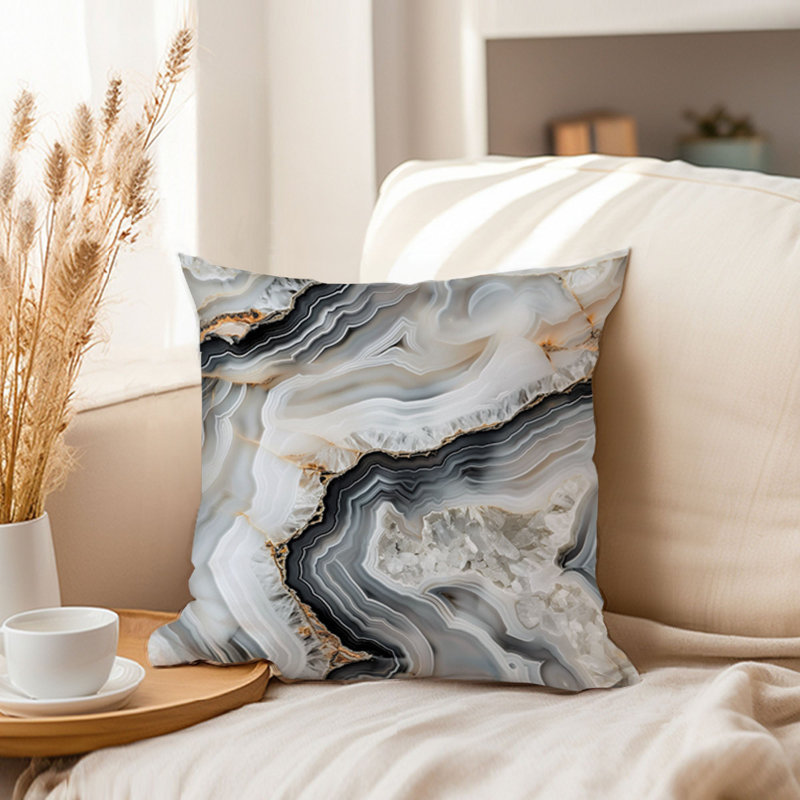 Abstract Gray Marble Geode Pattern VIII Modern, 18"H x 18"W