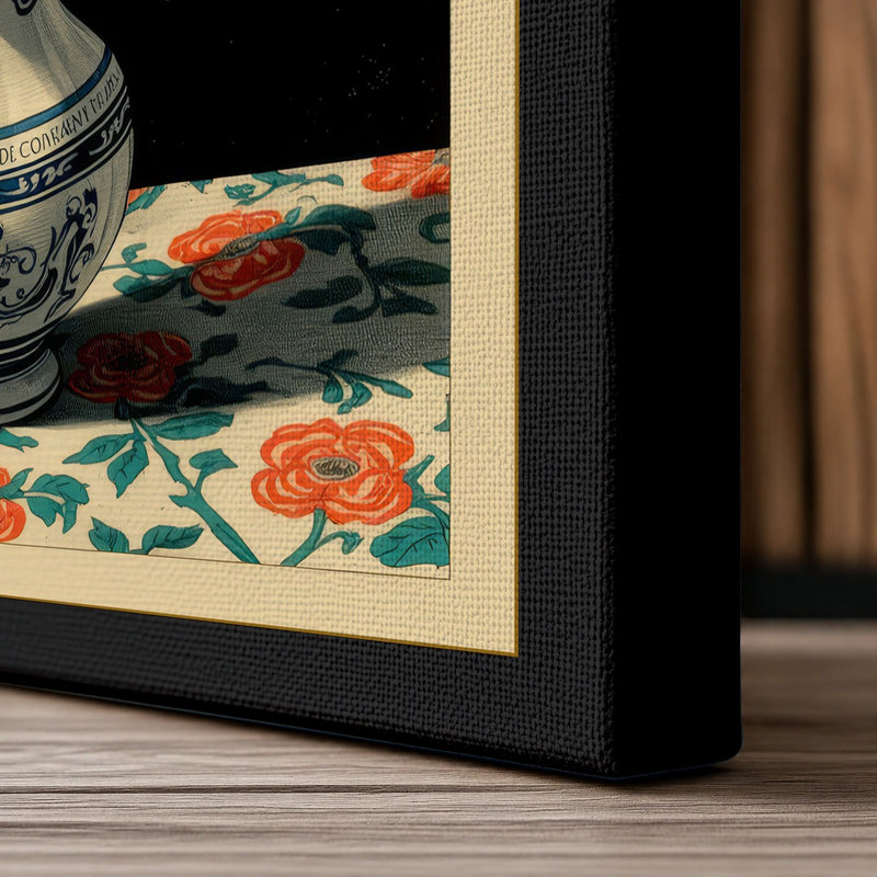 Chrysanthemum Arrangement Botanical - Wrapped Canvas, 36x24 - 91.4 x 61.0 cm, Black Border