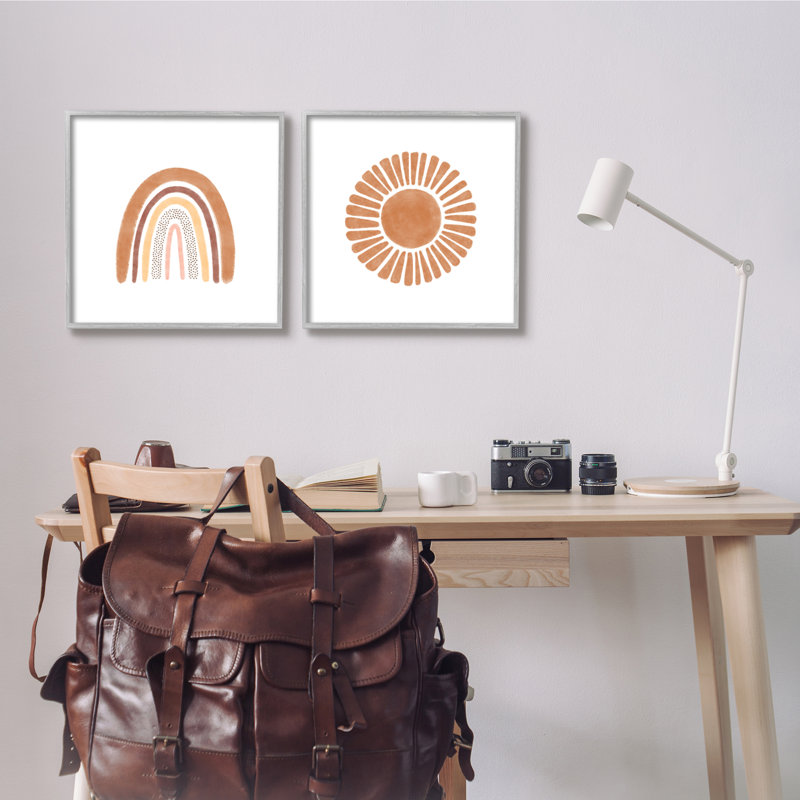 Mignon motif d'arc-en-ciel et soleil pour enfants Boho DoodleTaylor Shannon Designs, H 17 po x l 17 po