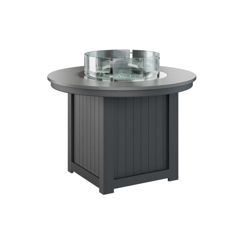 Foyer de table rond Berlin Donoma, H 37 po x l 44 po x P 44 po, Plateau martelé en acier inoxydable avec base noi