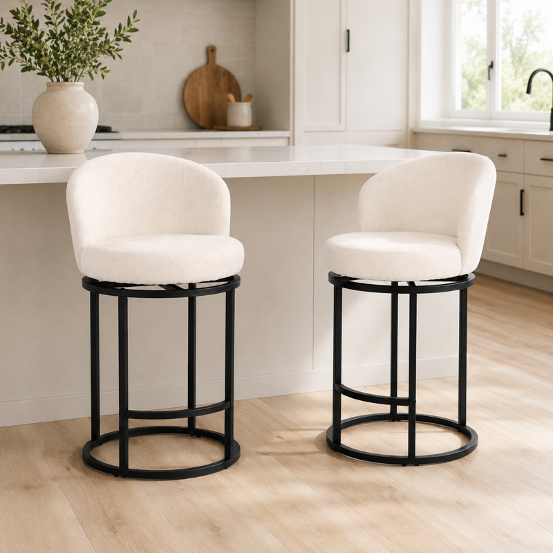 Tabouret de baril 27 "pivotant avec retour automatique, Beige