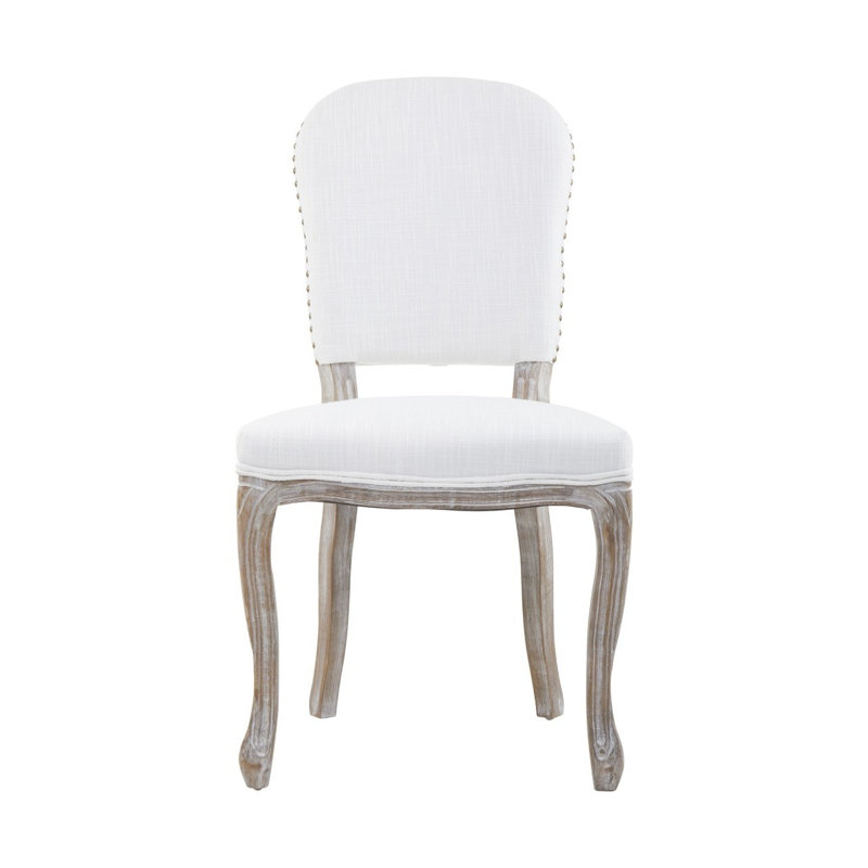 Hurd 50cm H Linen Upholstered King Louis Back Side Chair, White