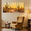 «Cactus Desert Landscape with Cactus and Sunset», ensemble de 3 impressions sur toile-720132337