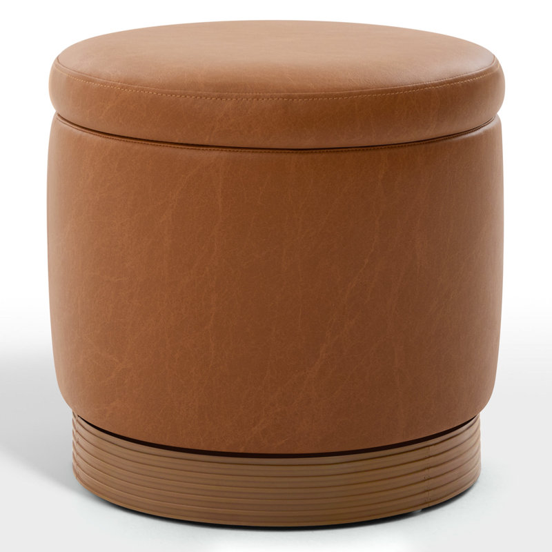 Repose-pieds rond avec rangement, tabouret rotatif à 360 °, repose-pieds caché pour le salon, Marron clair