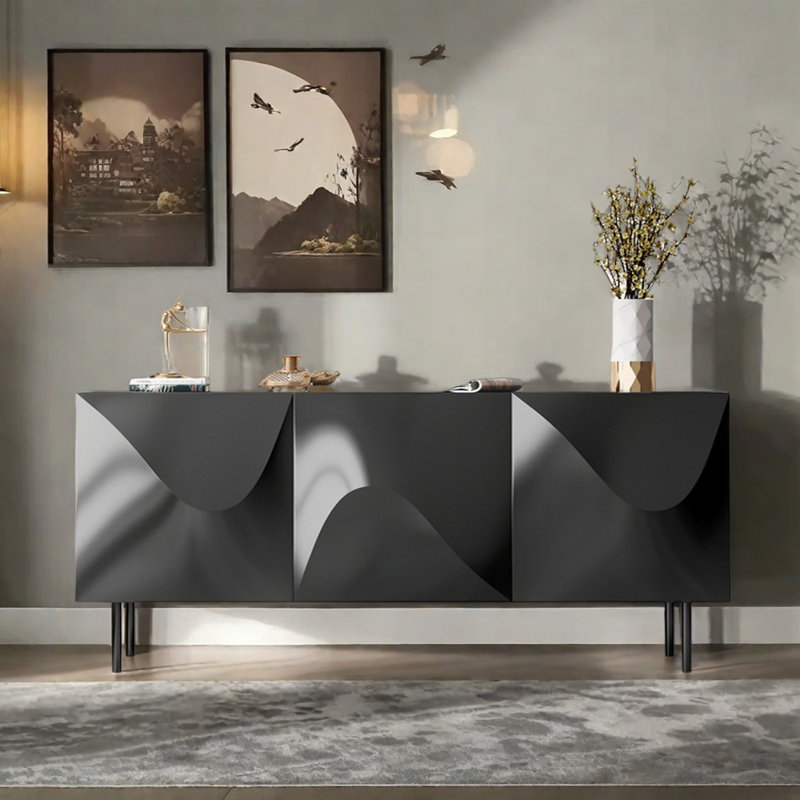 Buffet haut de gamme à grande capacité, H 33,46 po x l 62,99 po x P 17,72 po, Noir