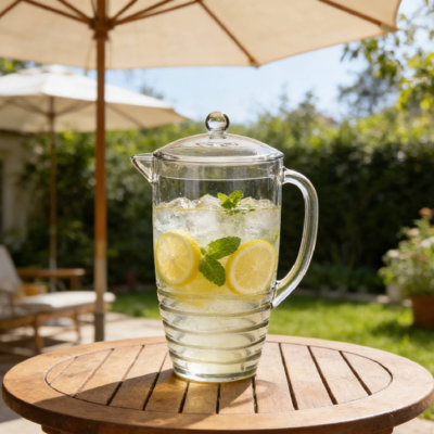 Pichet à boisson tourbillon incassable de 2,5 pintes avec bec, idéal pour les repas à la maison au bord de la piscine