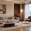 151.97 H cm Polished and Bronzed Column Floor Lamp