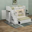 Lit superposé simple au-dessus de double avec lumières DEL, lit superposé en bois massif avec tablettes, escaliers et garde-robe-1176179139
