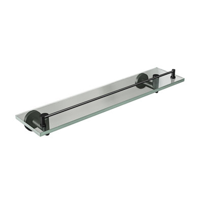 Summit Wall-Mounted Glass Shelf - Matte Black, Premium Brass Construction, Installation Hardware Included