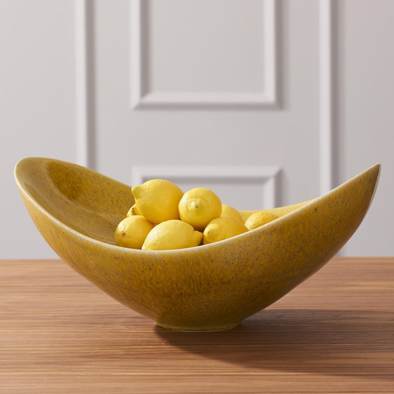 Swoop Ceramic Decorative Bowl, Citron