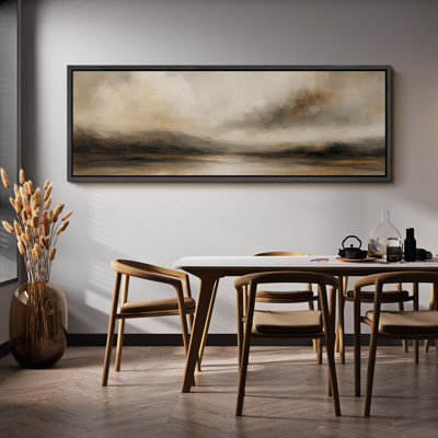 Grande impression sur toile encadrée, impression de paysage abstrait neutre pour décoration murale moderne minimaliste