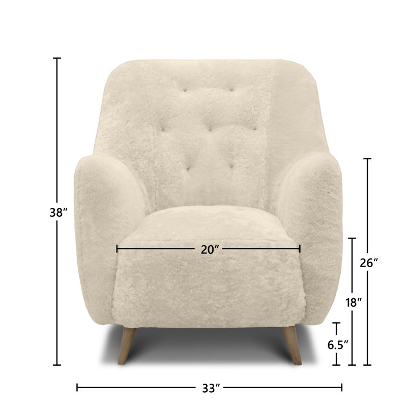 Molly Tufted Armchair, Ivory Wool, Espresso