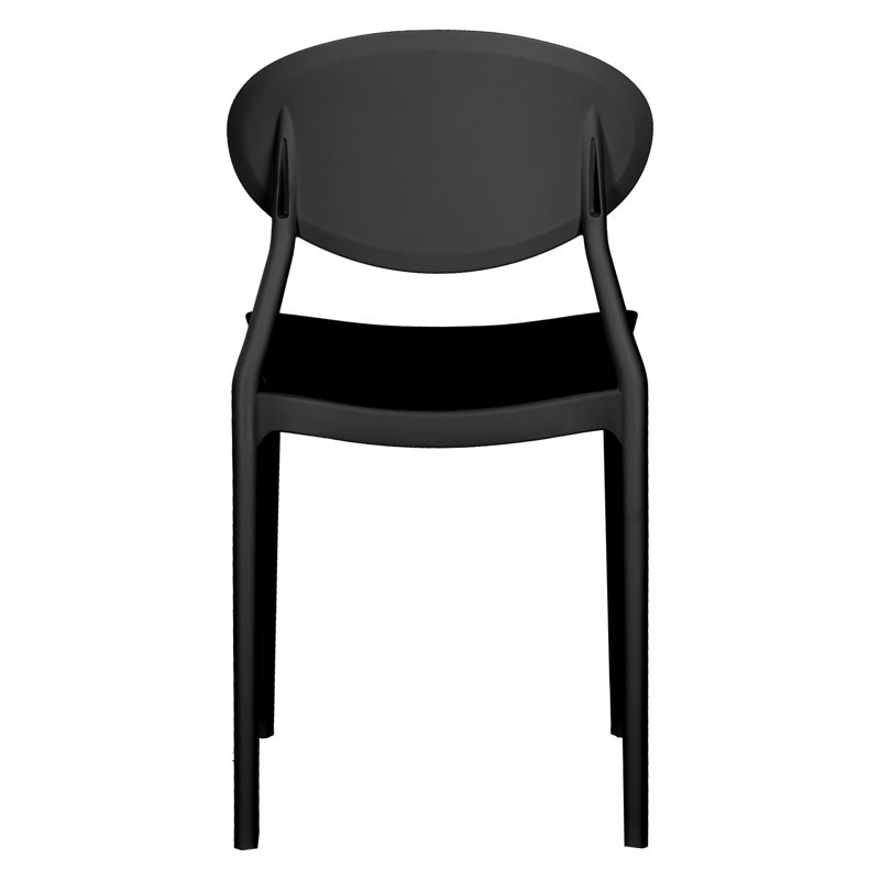 Eilonwy Stacking Patio Dining Side Chair, Black