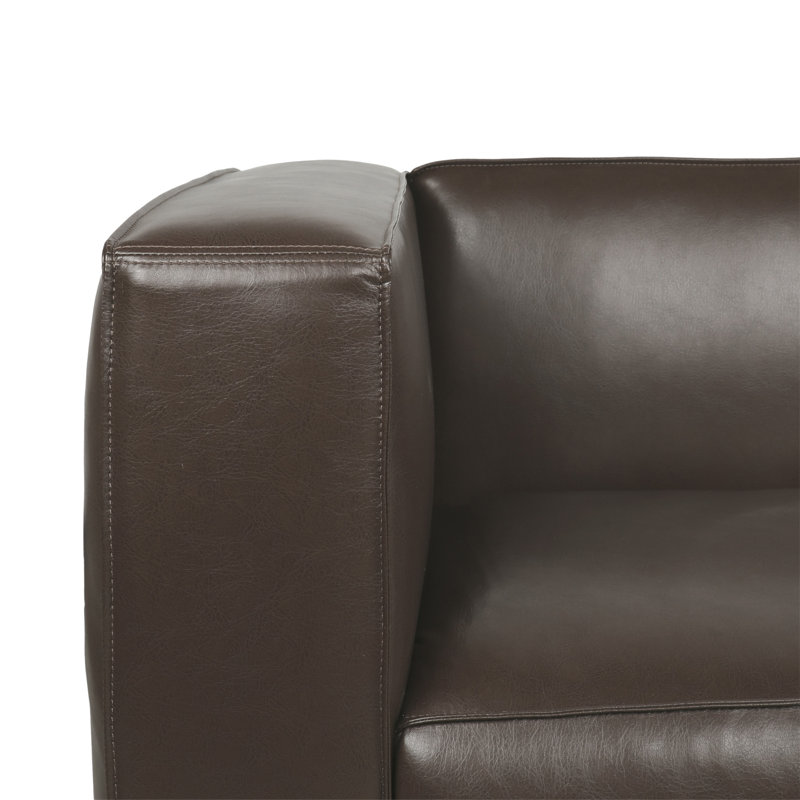 Ahvianna 80.25'' Faux Leather Sofa, Dark Brown Faux Leather