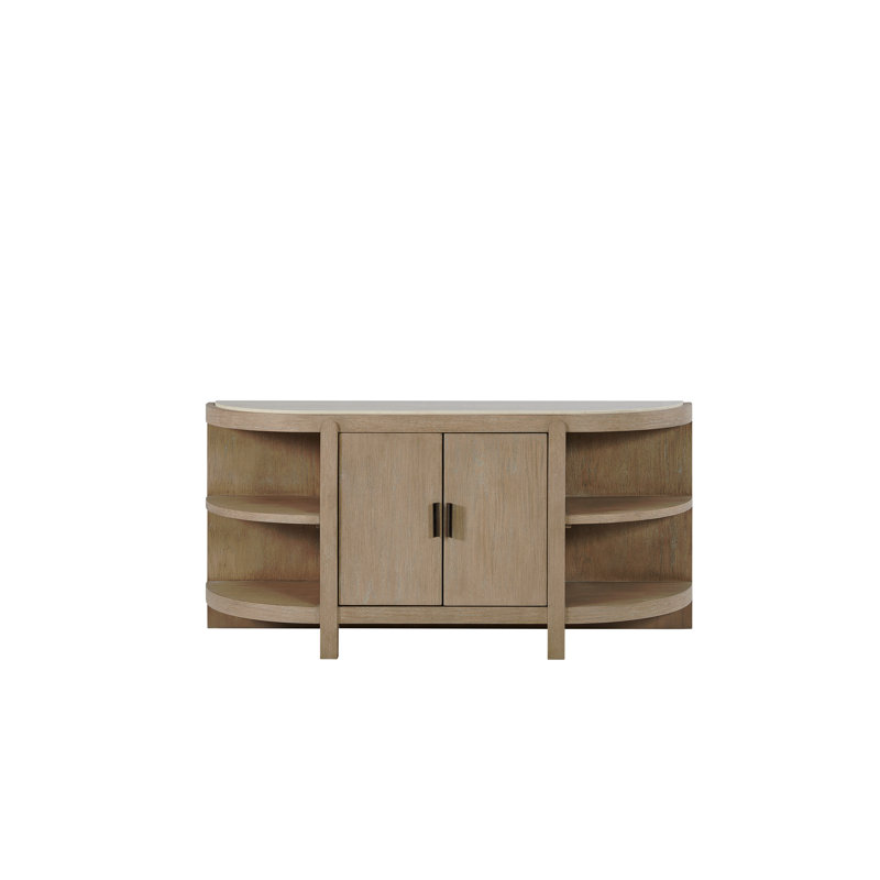 Console courbée à 2 portes avec plateau en marbre
