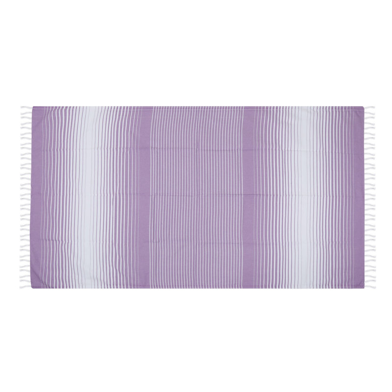 Serviette de plage 100% coton Clery, Lilas / blanc