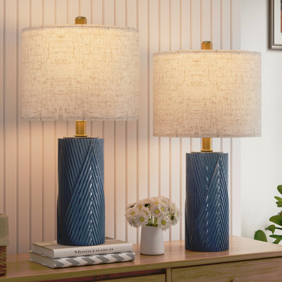 22" Ceramic Table Lamp, Modern Bedside Nightstand Lamps Desk Lamps for Bedroom Living Room, (set Of 2)