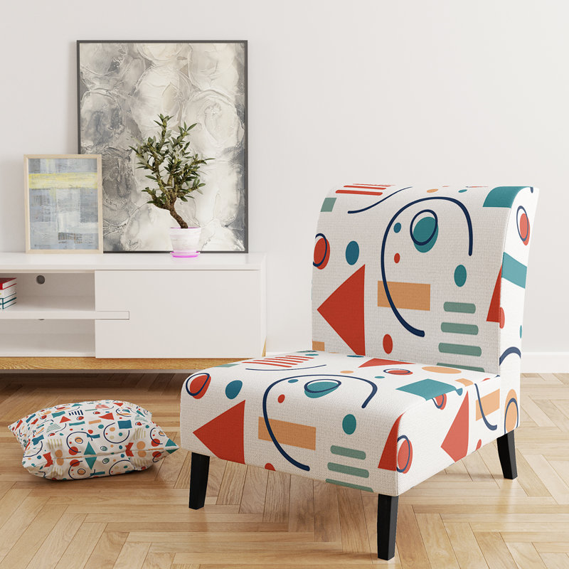 Fauteuil de chambre rembourré multicolore à motif géométrique tendance