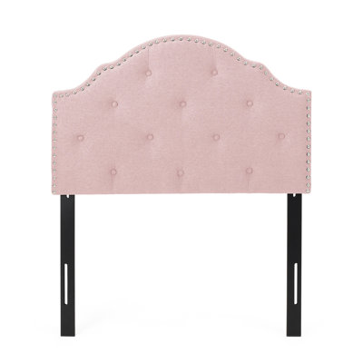 Upholstered Twin Headboard In Blush, Enhanced With Outstanding Button Diamond Stitch And Classy Nailhead Trim Blush Fabric Stunning Fashionable