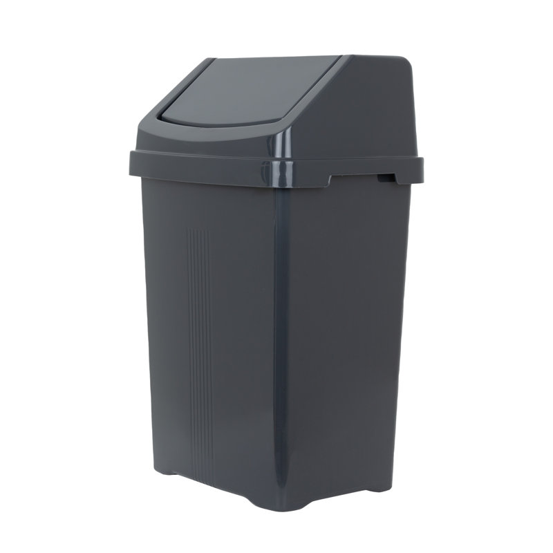 Wham Essentials 50L Swing Top Rubbish Bin Silver Sage, Black