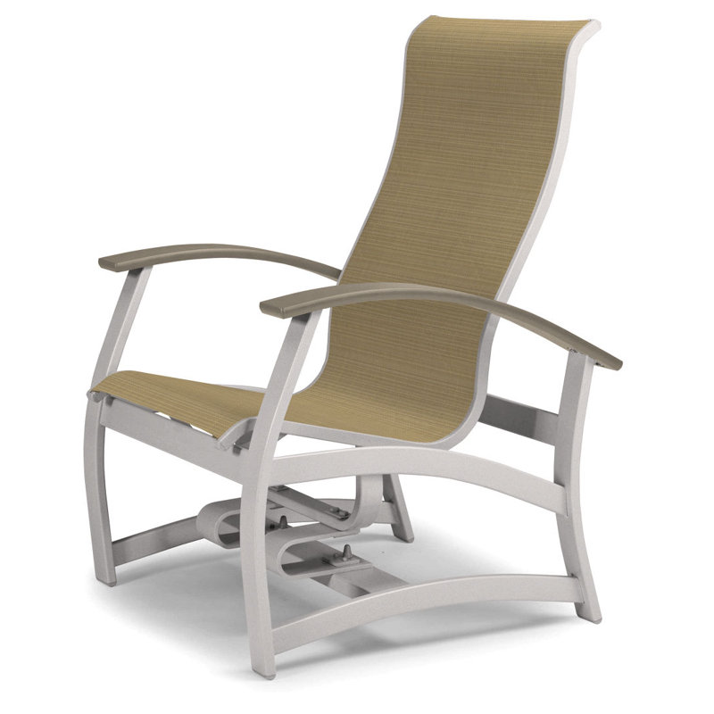 Askar Swivel Powder Coated Aluminum Outdoor Lounge Chair, Bristol Taupe Sunbrella®, Desert P60, Gloss White