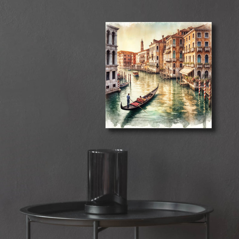  'Venice Italy Watercolor Square' by Rey Klimt Acrylic Glass Wall Art, 12" x 12"