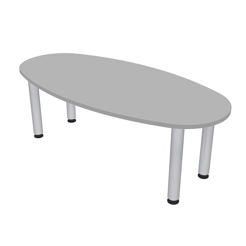 Table de conférence ovale 5 pieds avec pieds, H 29 po x l 70 po x P 34 po, Gris clair