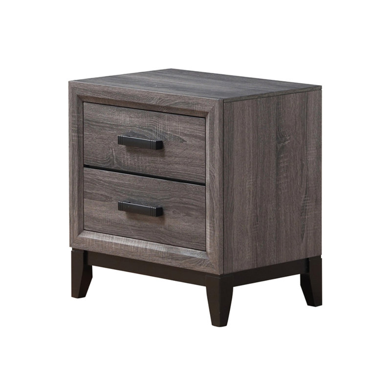 Table de chevet à 2 glissières au centre avec finition grise et configuration