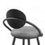 Tabouret de bar pivotant de 26 po en fer noir avec similicuir gris rétro et dossier en bois noir