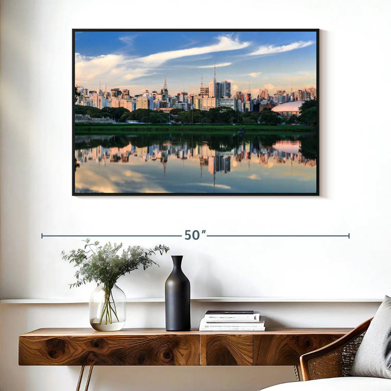 Horizon du parc d'Ibirapuera, Cadre flottant noir, 40 po x 27 po