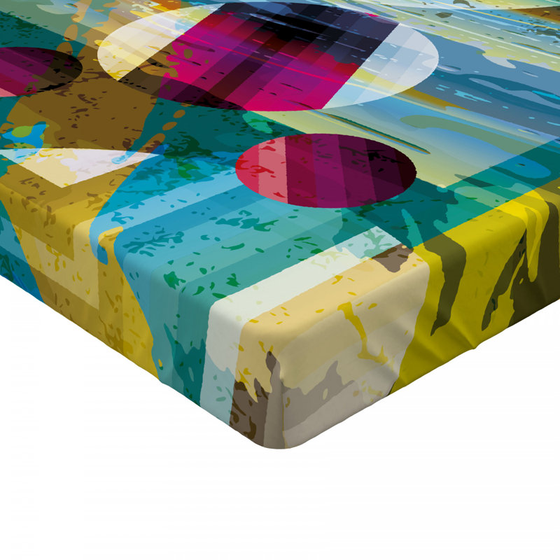 Twin Multicolor Abstract Microfiber Fitted Bed Sheet