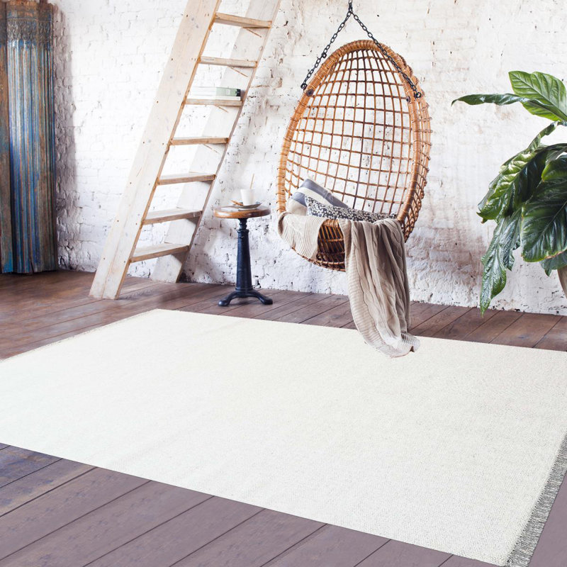 Wabbaseka Solid Colour Hand Woven Area Rug, Rectangle 110 x 160cm