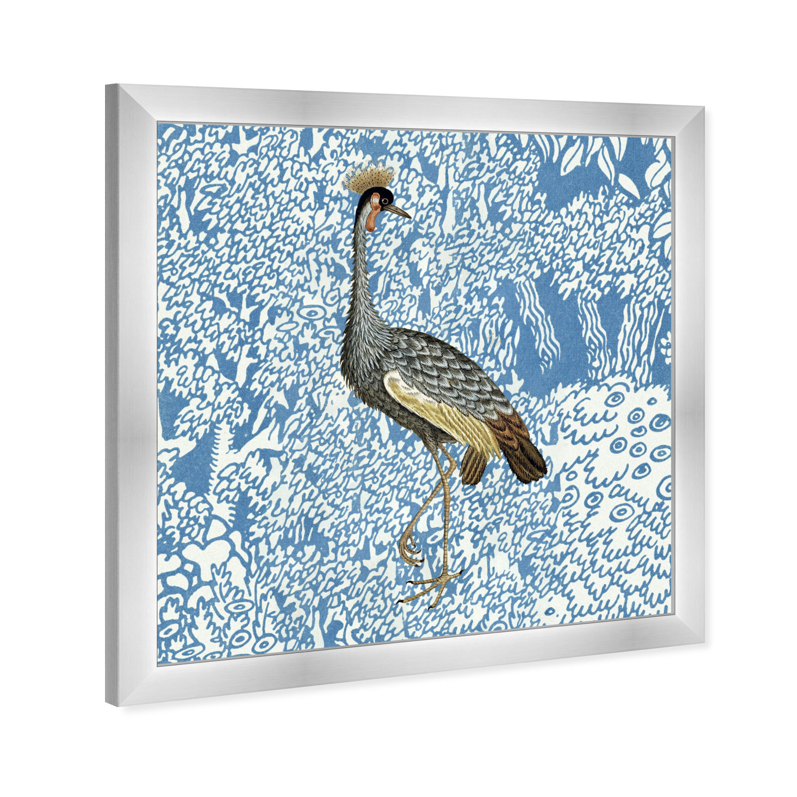 Bird Pose 2 by Oliver Gal, 32" H x 32" W x 0.5" D, Silver