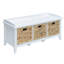 Banc polyvalent beige avec 3 solutions de rangement couvertes et des zones blanches