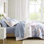 Édredon avec draps bleus pour lit simple floral, décoration