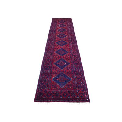 2'8" x 12'6" New Hand Knotted Red Wool Runner Oriental Rug - MOA10271814